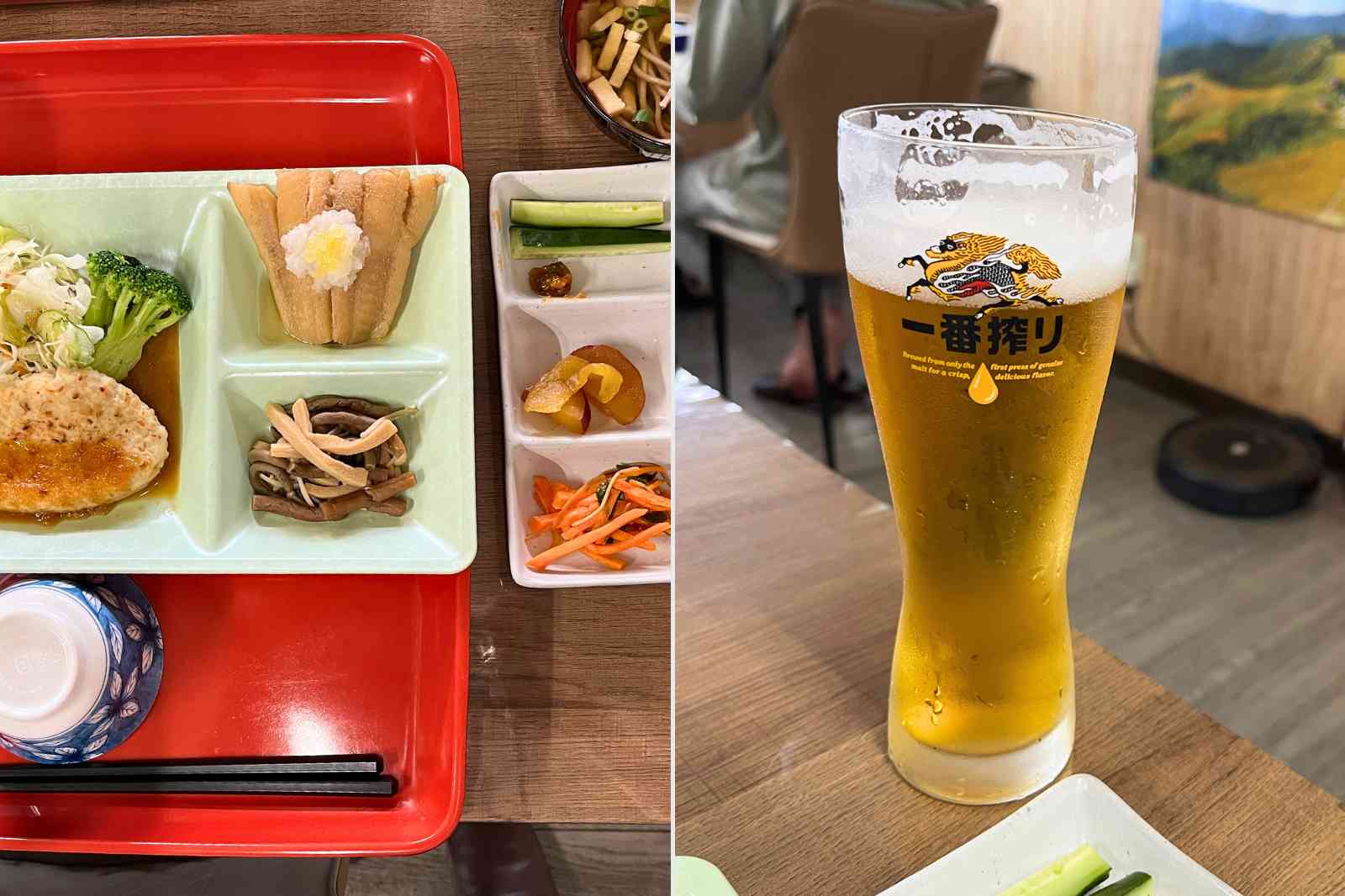 山小屋　夕食　ビール