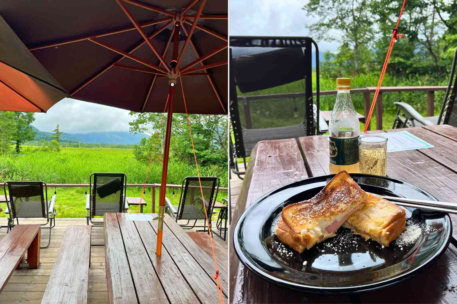 尾瀬小屋のクロックムッシュとジンジャーエール