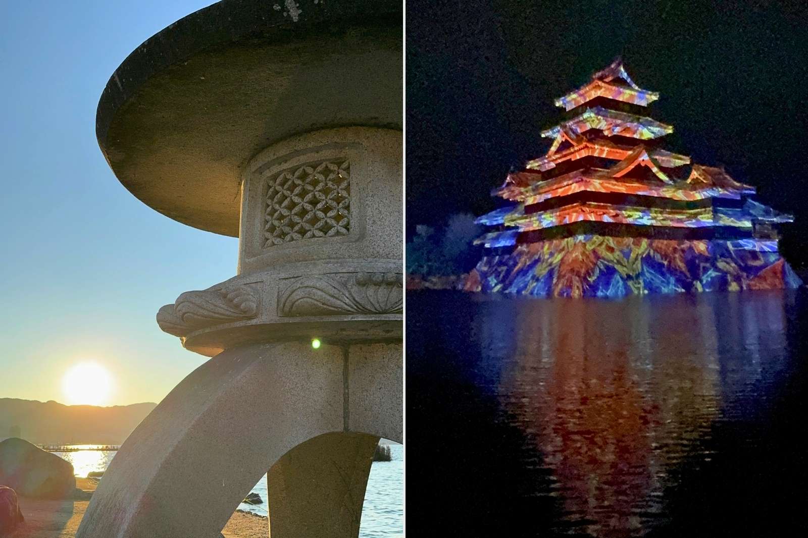 夜の松本城プロジェクションマッピング